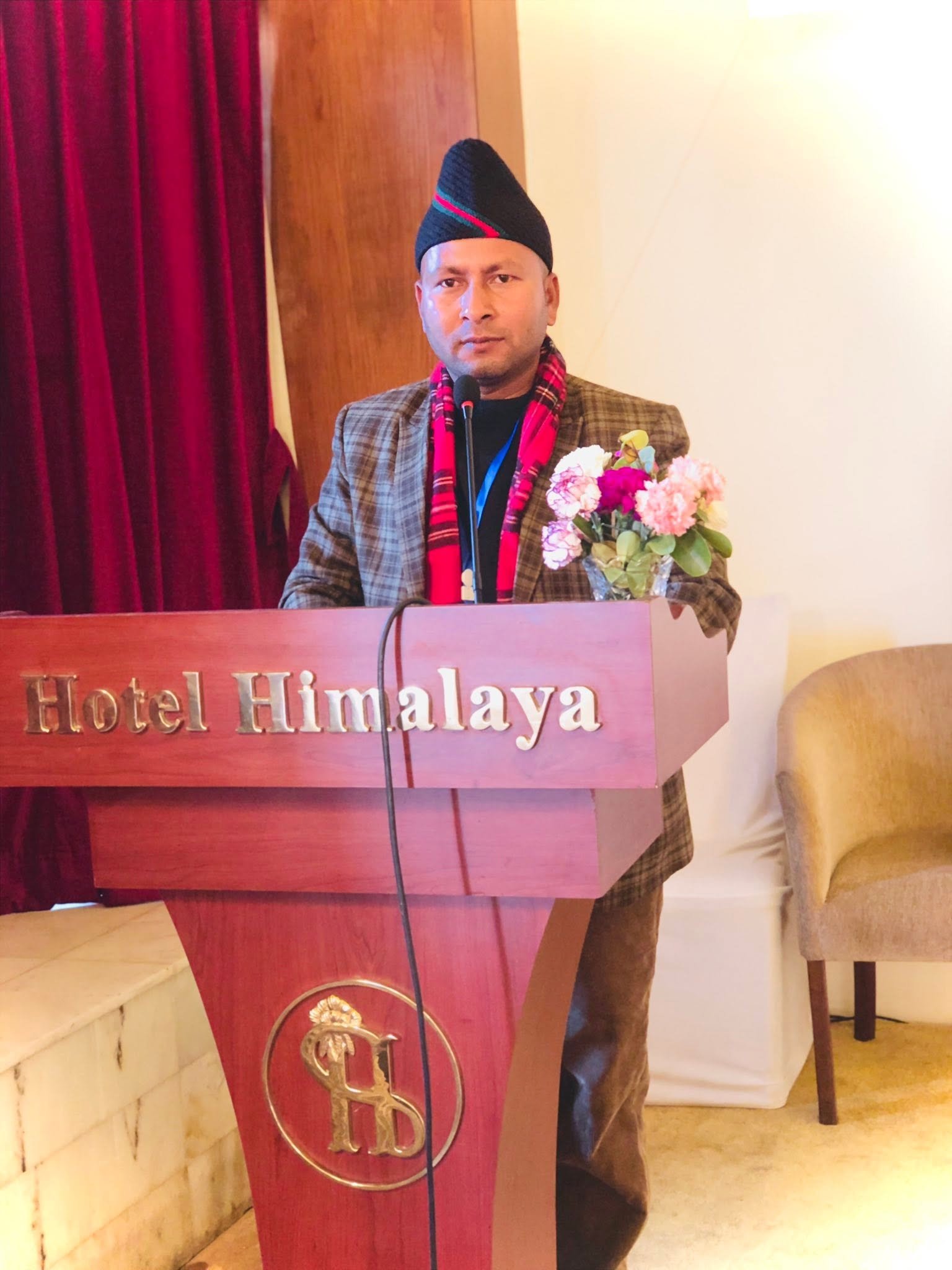 Pritam speaking at an event